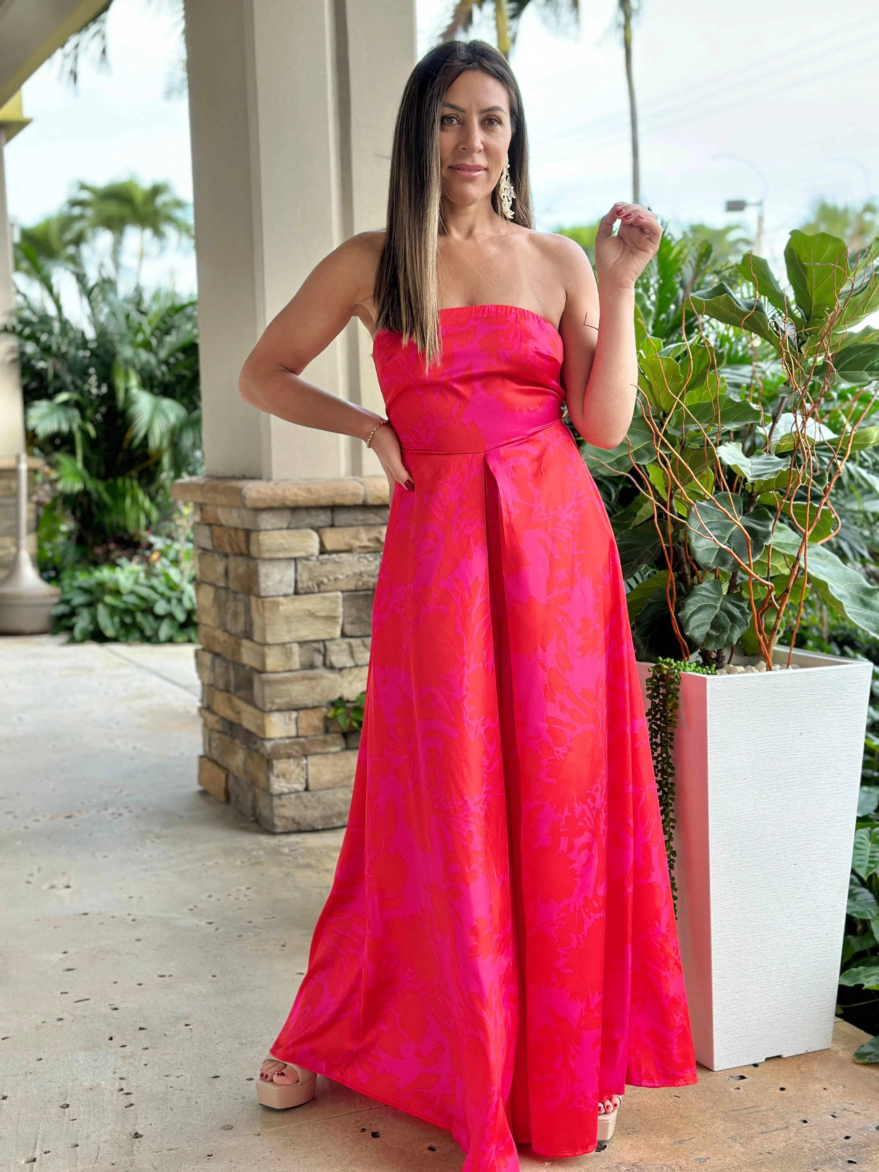 "Valen" Tube Tie Back Chest Elastic Back Waisted Jumpsuit