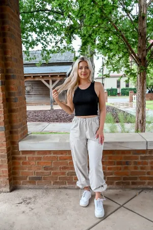 Razor Back Cropped Top- Black