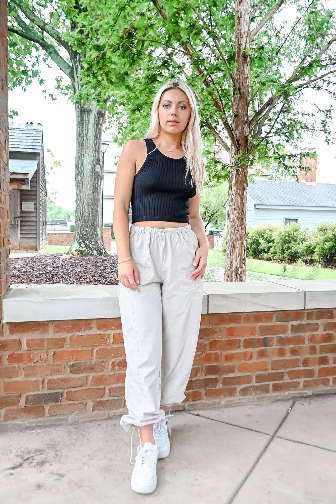 Razor Back Cropped Top- Black