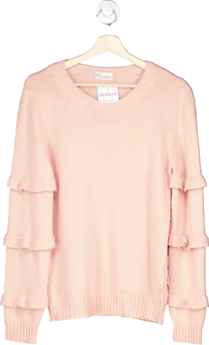 REDValentino Pink Ruffled Long Sleeve Sweater XL