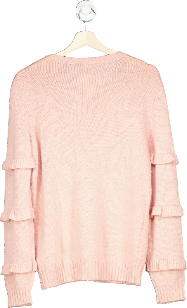 REDValentino Pink Ruffled Long Sleeve Sweater XL