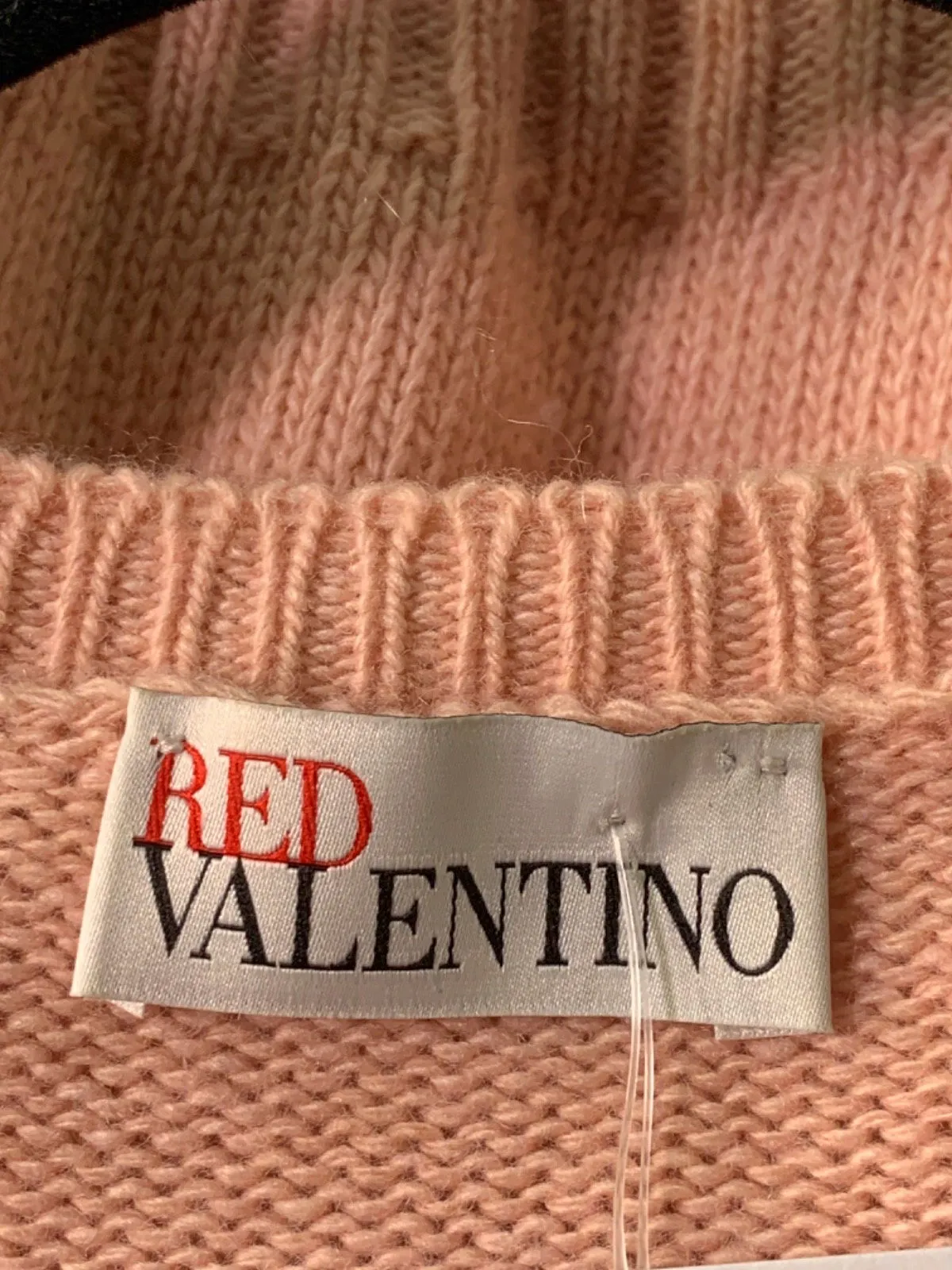 REDValentino Pink Ruffled Long Sleeve Sweater XL