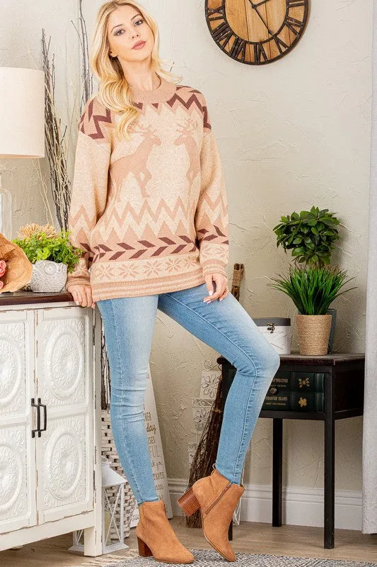 Reindeer Sweater Top - Plus