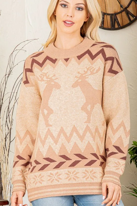 Reindeer Sweater Top - Plus