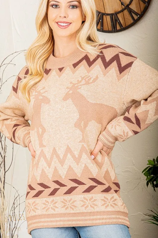 Reindeer Sweater Top - Plus