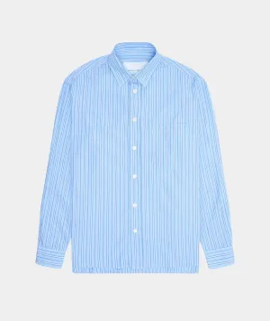 Relaxed Long Sleeved Shirt - Blue Striped