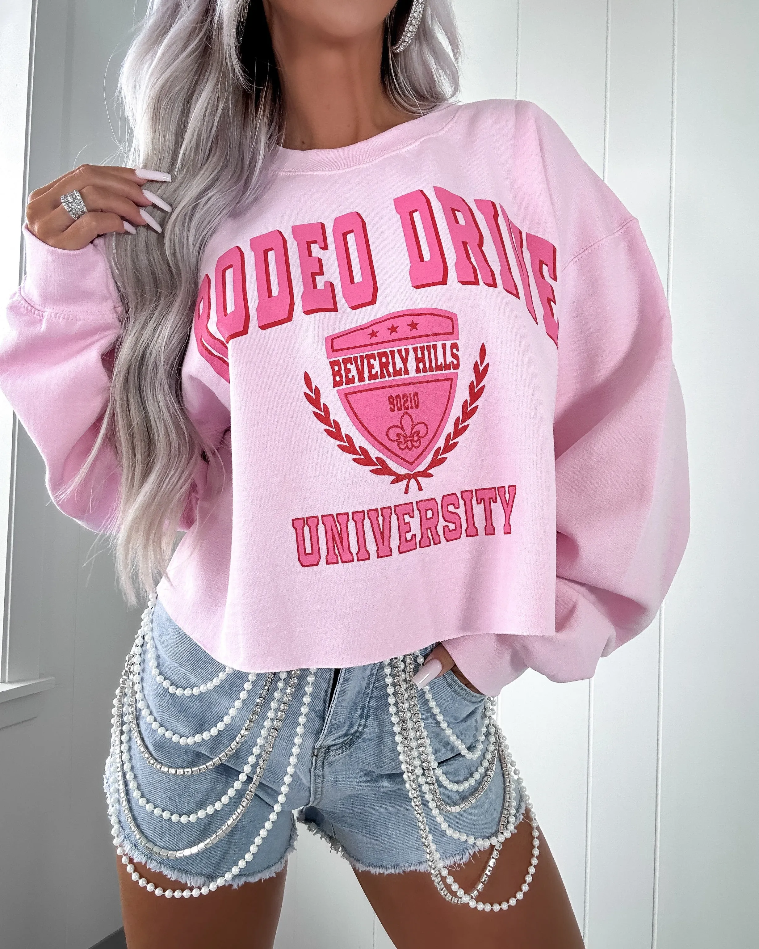 Rodeo Drive Crop Sweatshirt - Pink