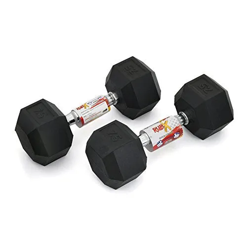 RUBX Rubber Coated Professional Exercise Hex Dumbbells (Pack of Two) (10)