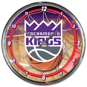 Sacramento Kings Clock Round Wall Style Chrome