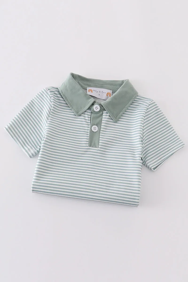 Sage Stripe Boy Set