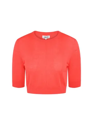 Saint Art Norah Short Sleeve Crop Sweater in Coral
