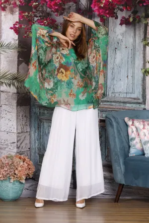 Silk Blend Pants - White