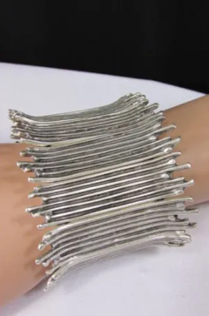 Silver Metal Elastic Bracelet Turkey Hand Made African Tribal Style