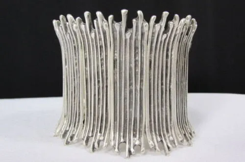 Silver Metal Elastic Bracelet Turkey Hand Made African Tribal Style