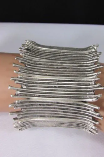 Silver Metal Elastic Bracelet Turkey Hand Made African Tribal Style