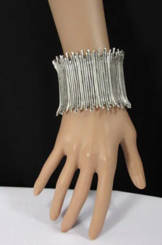 Silver Metal Elastic Bracelet Turkey Hand Made African Tribal Style
