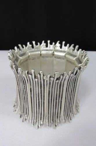 Silver Metal Elastic Bracelet Turkey Hand Made African Tribal Style