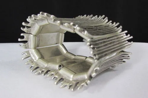 Silver Metal Elastic Bracelet Turkey Hand Made African Tribal Style