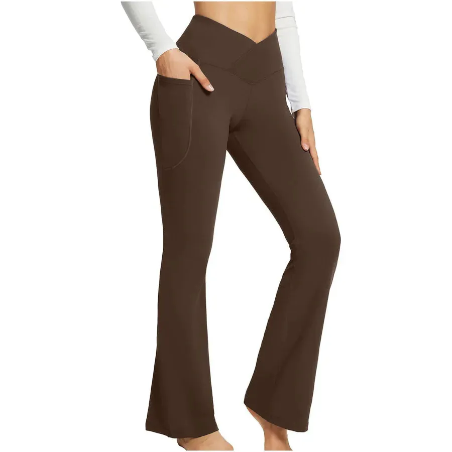 simple style solid color cotton pocket active bottoms leggings