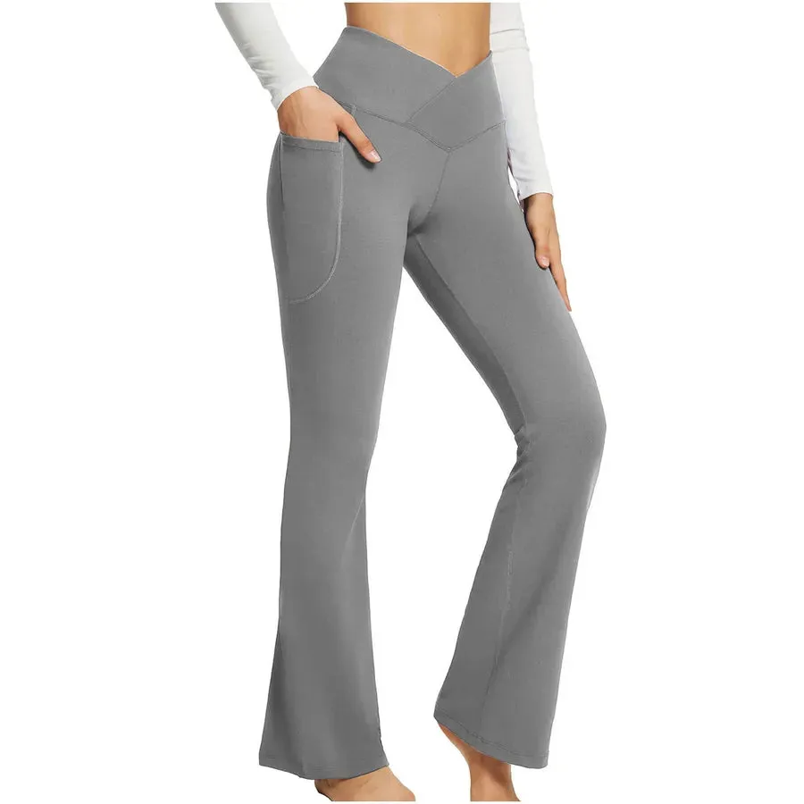 simple style solid color cotton pocket active bottoms leggings