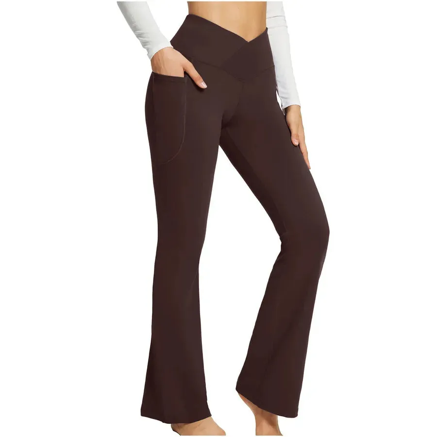 simple style solid color cotton pocket active bottoms leggings