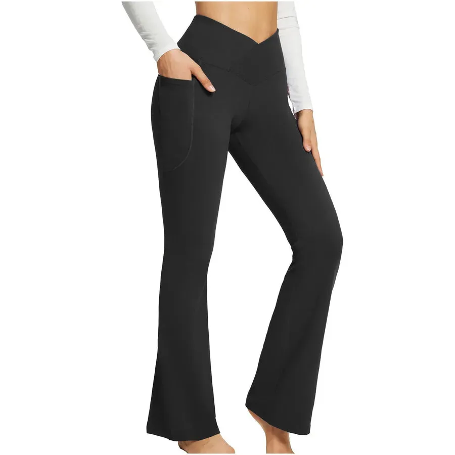 simple style solid color cotton pocket active bottoms leggings