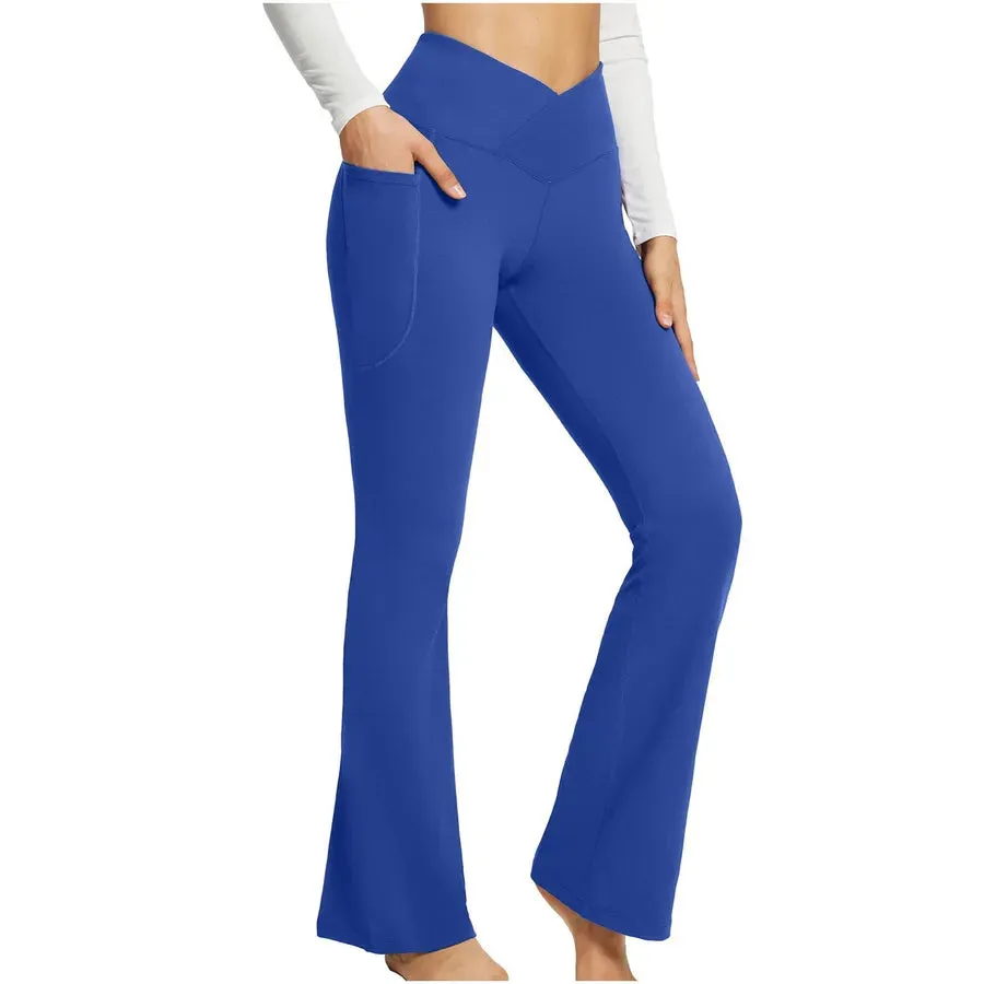 simple style solid color cotton pocket active bottoms leggings