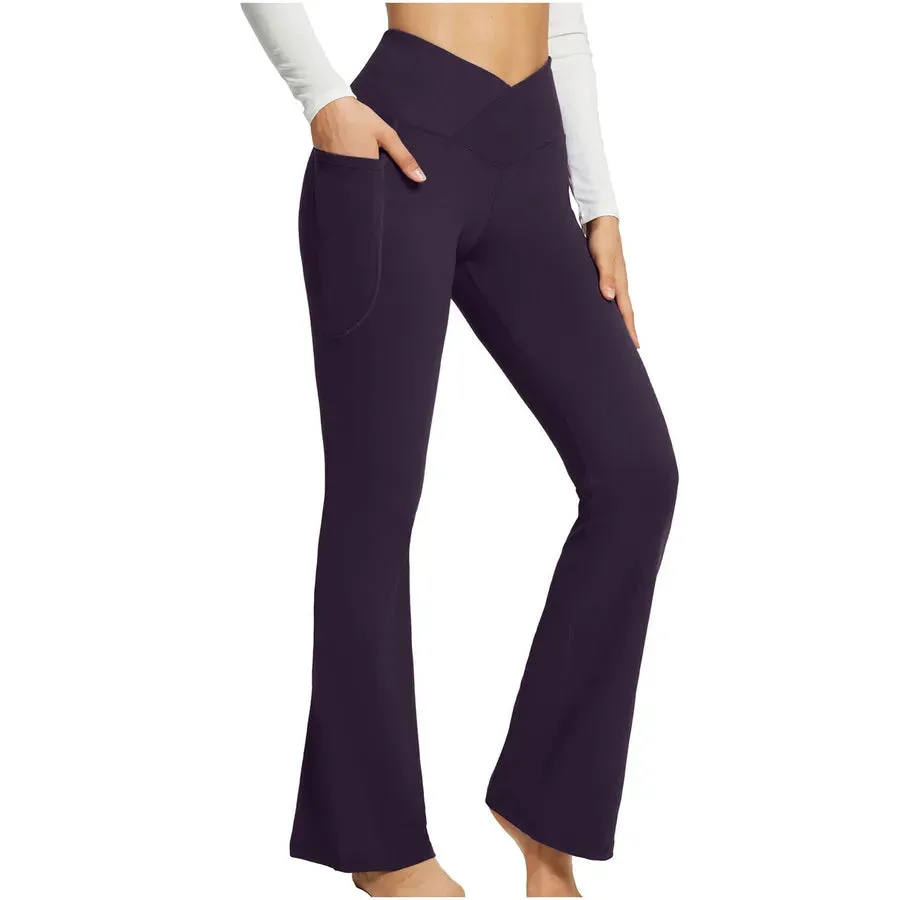 simple style solid color cotton pocket active bottoms leggings