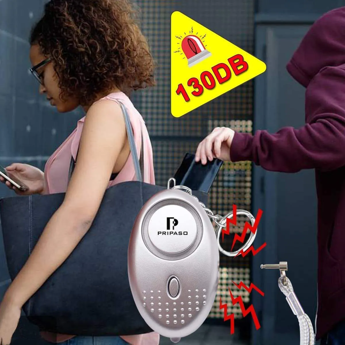 Sinotech 130db Personal Alarm - 4 Pack Safety & Security Emergency Device - Personal Alarm Keychain for Elderly Women Kids Night Workers (2Pack - Silver)
