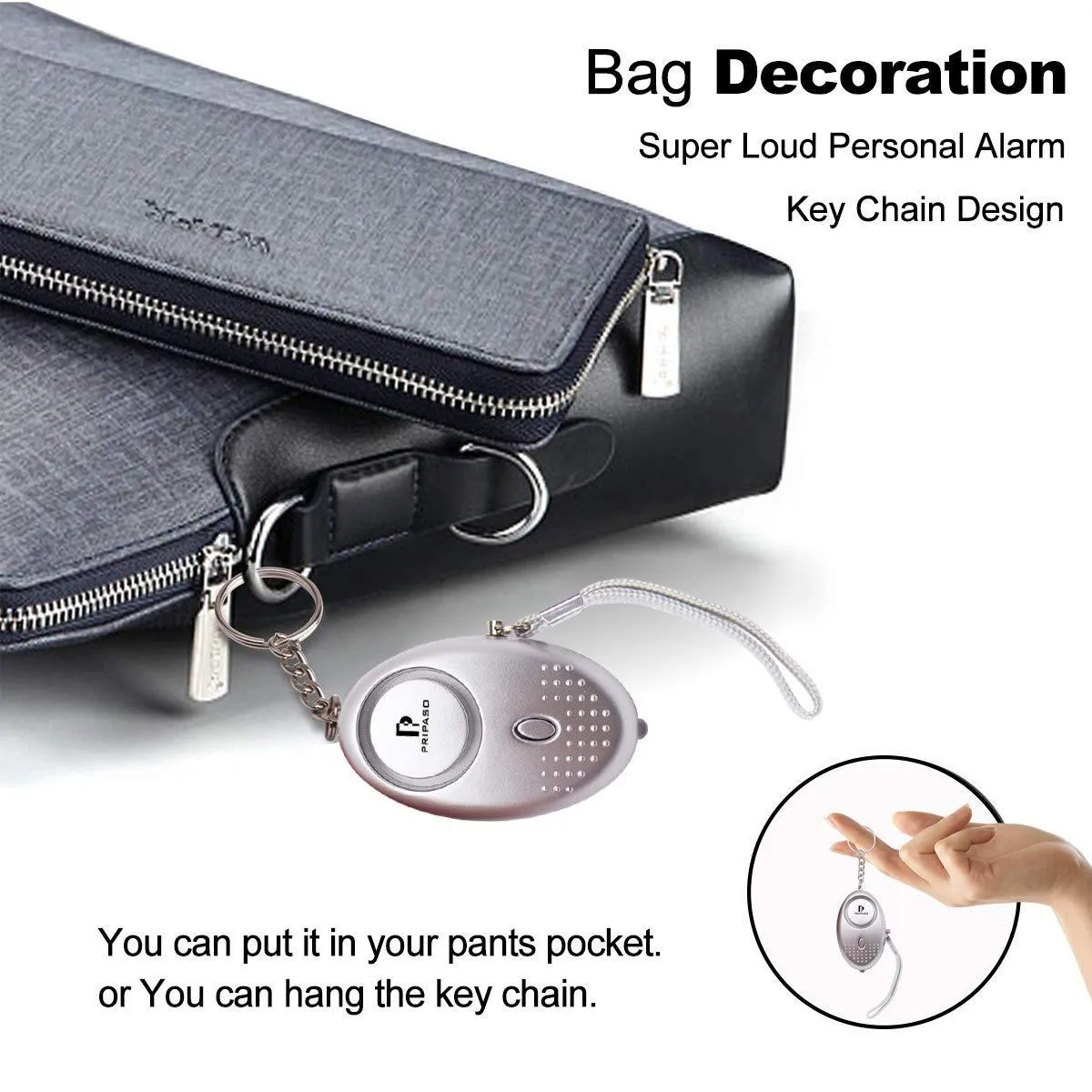 Sinotech 130db Personal Alarm - 4 Pack Safety & Security Emergency Device - Personal Alarm Keychain for Elderly Women Kids Night Workers (2Pack - Silver)