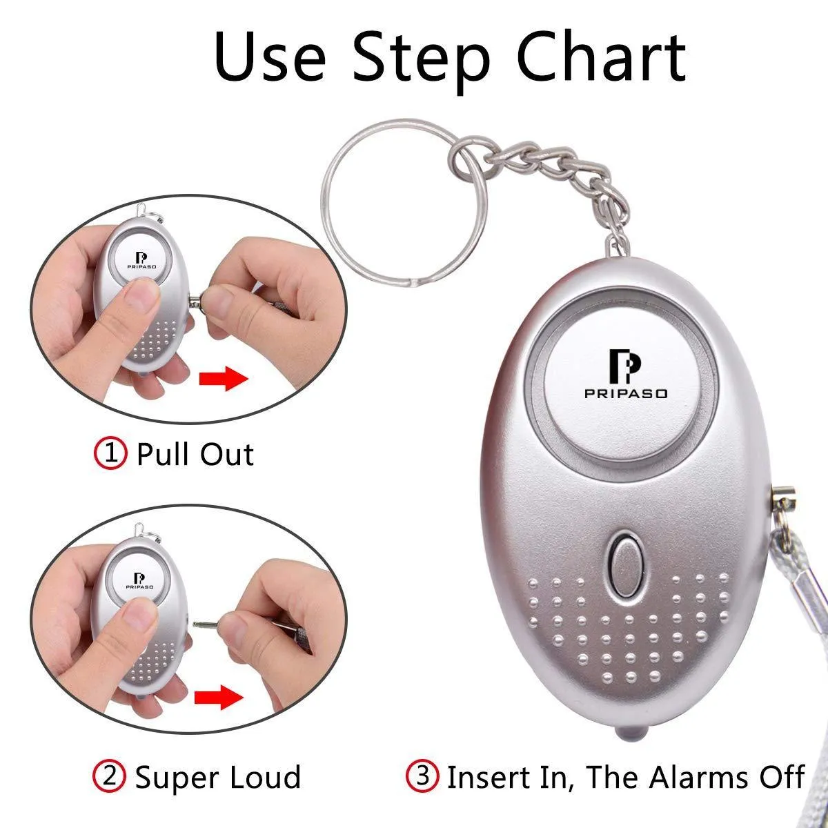 Sinotech 130db Personal Alarm - 4 Pack Safety & Security Emergency Device - Personal Alarm Keychain for Elderly Women Kids Night Workers (2Pack - Silver)