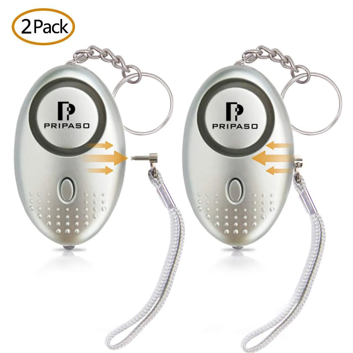 Sinotech 130db Personal Alarm - 4 Pack Safety & Security Emergency Device - Personal Alarm Keychain for Elderly Women Kids Night Workers (2Pack - Silver)