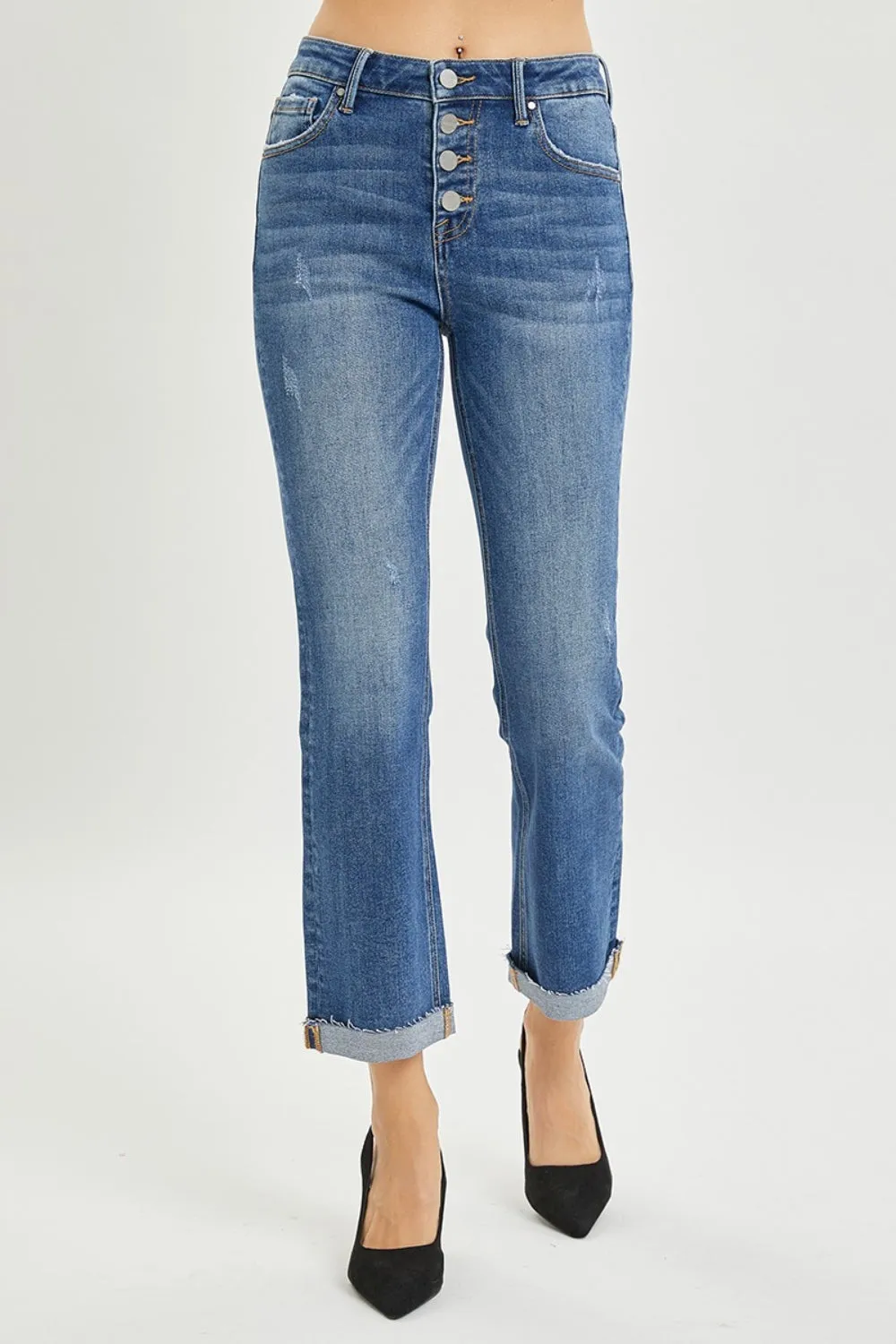 Size 0(24) - 3XL Button Fly Cropped Bootcut Jeans