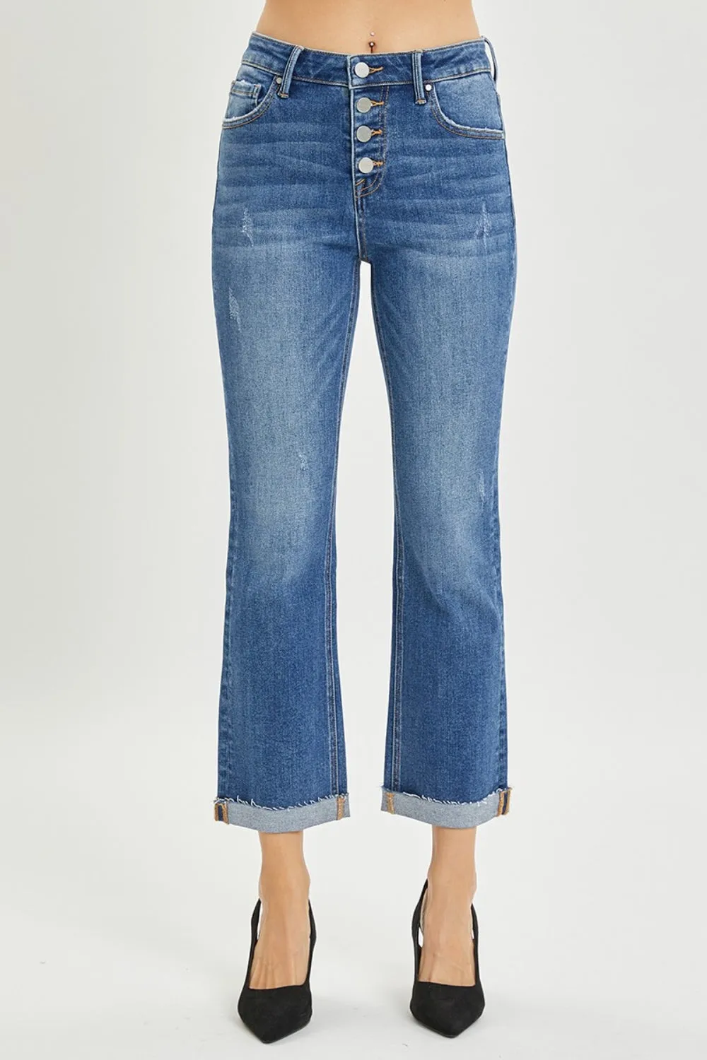 Size 0(24) - 3XL Button Fly Cropped Bootcut Jeans