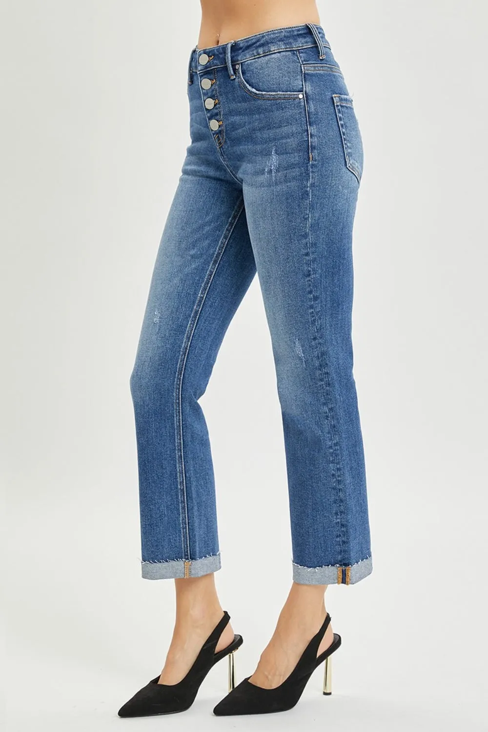 Size 0(24) - 3XL Button Fly Cropped Bootcut Jeans