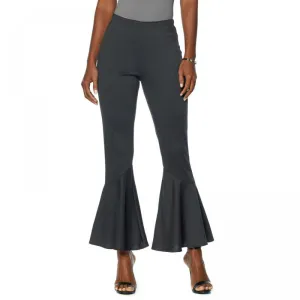 Slinky Brand Women's Angled Flounce Leg Ponte Knit Pants
