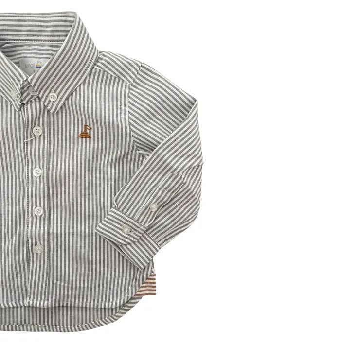 Small Land - Boys Grey Pinstripe Shirt