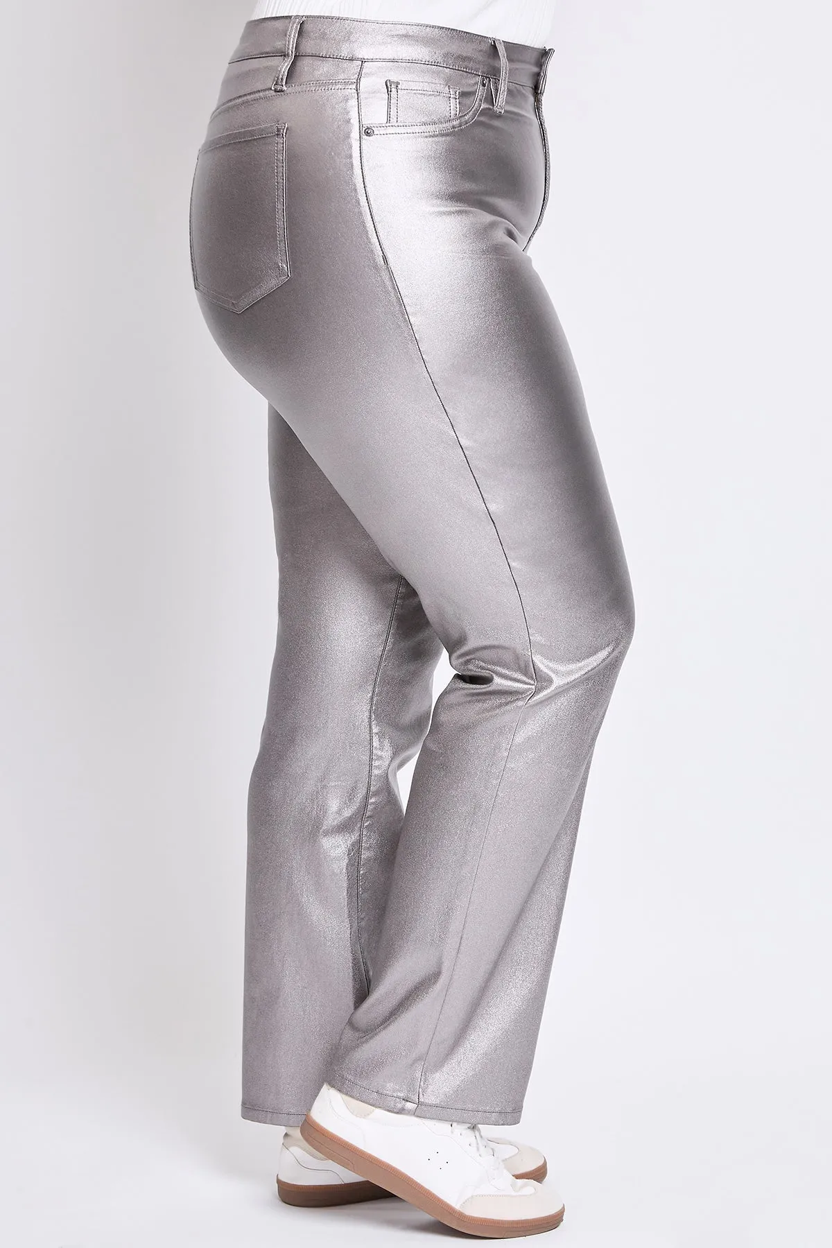 Smoke High Rise Straight Leg Metallic Pants