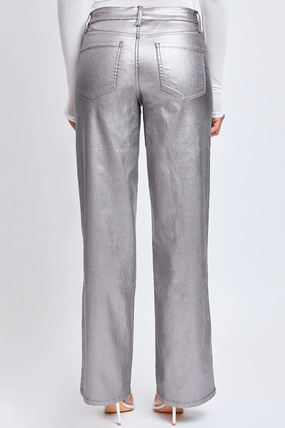 Smoke High Rise Straight Leg Metallic Pants