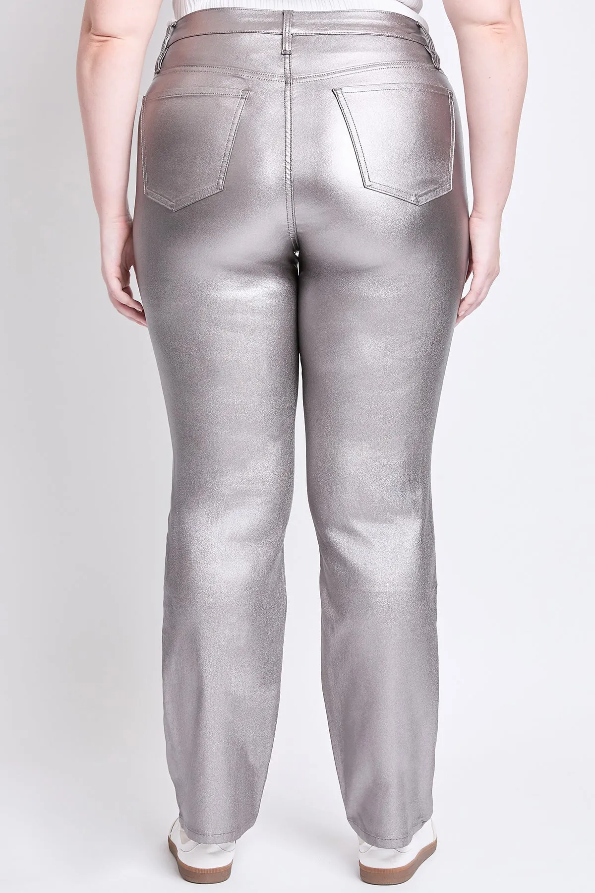 Smoke High Rise Straight Leg Metallic Pants