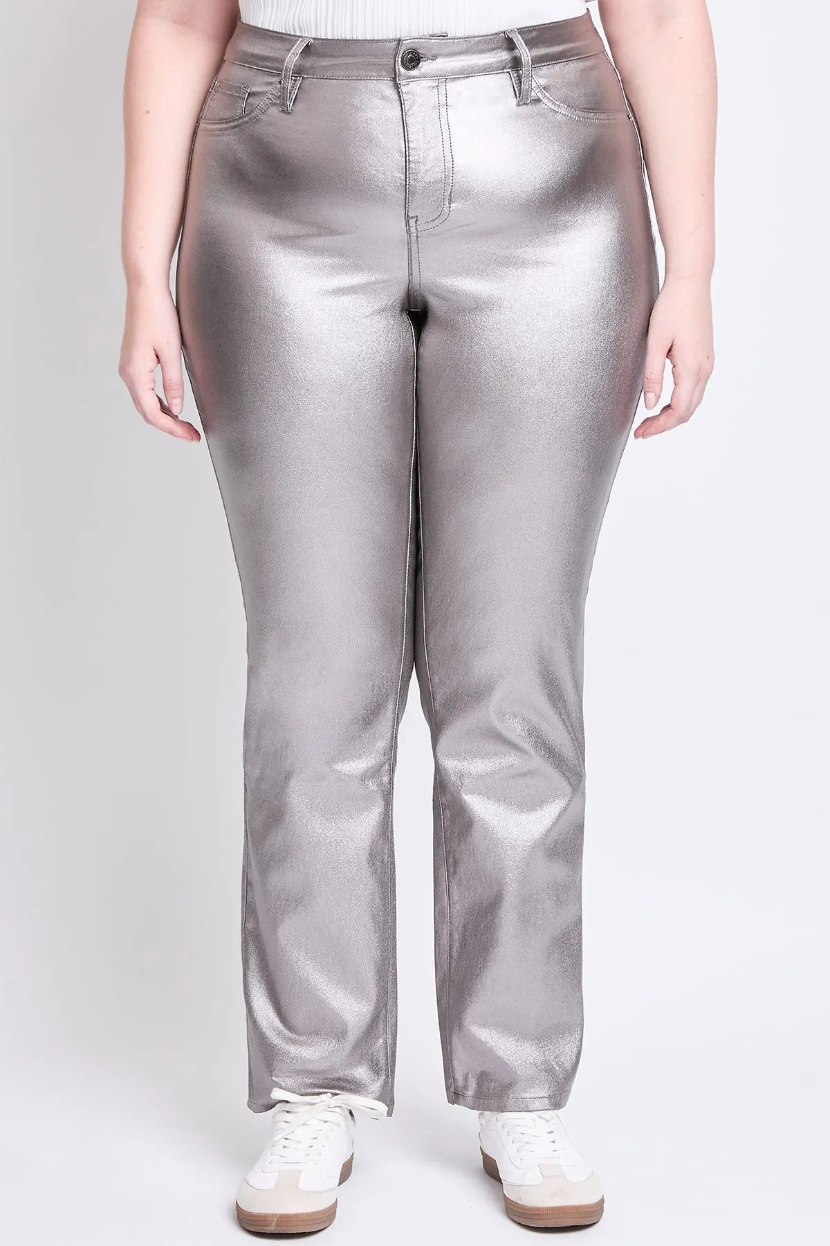 Smoke High Rise Straight Leg Metallic Pants