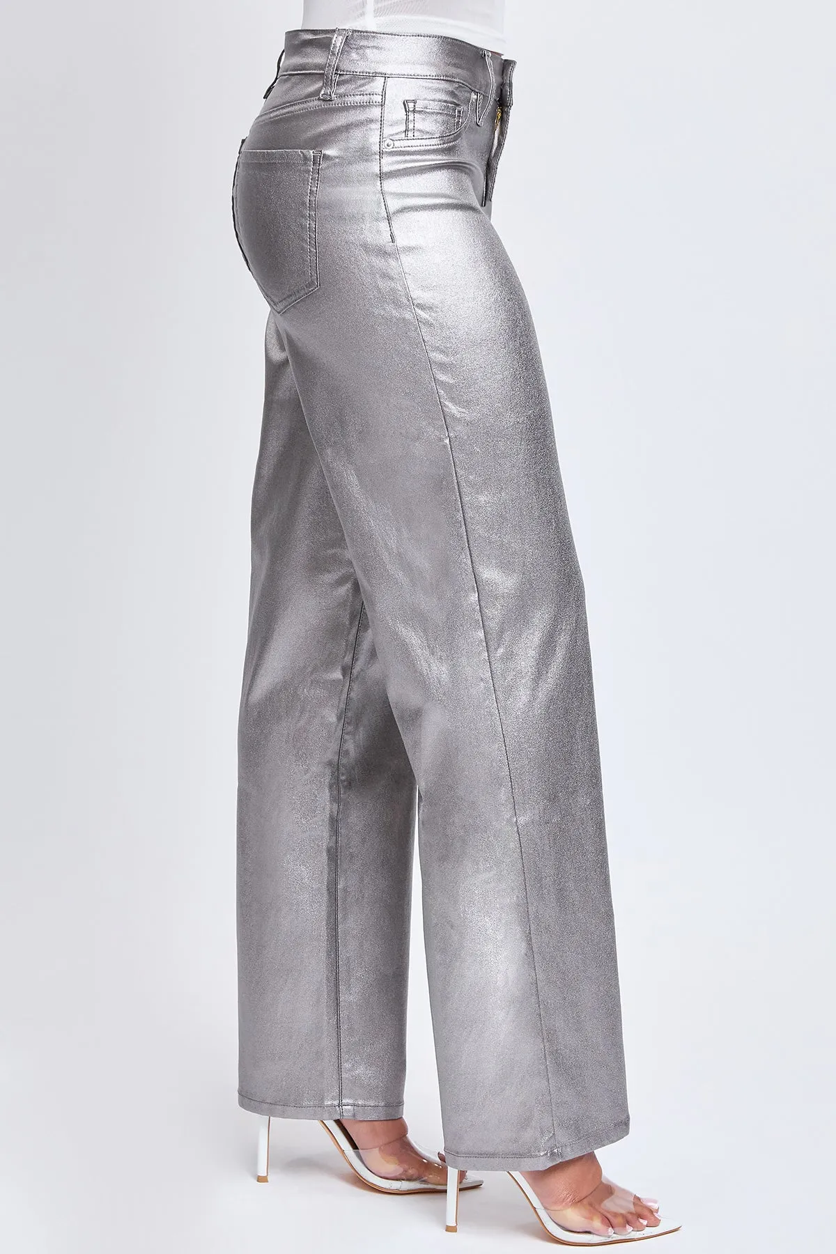Smoke High Rise Straight Leg Metallic Pants