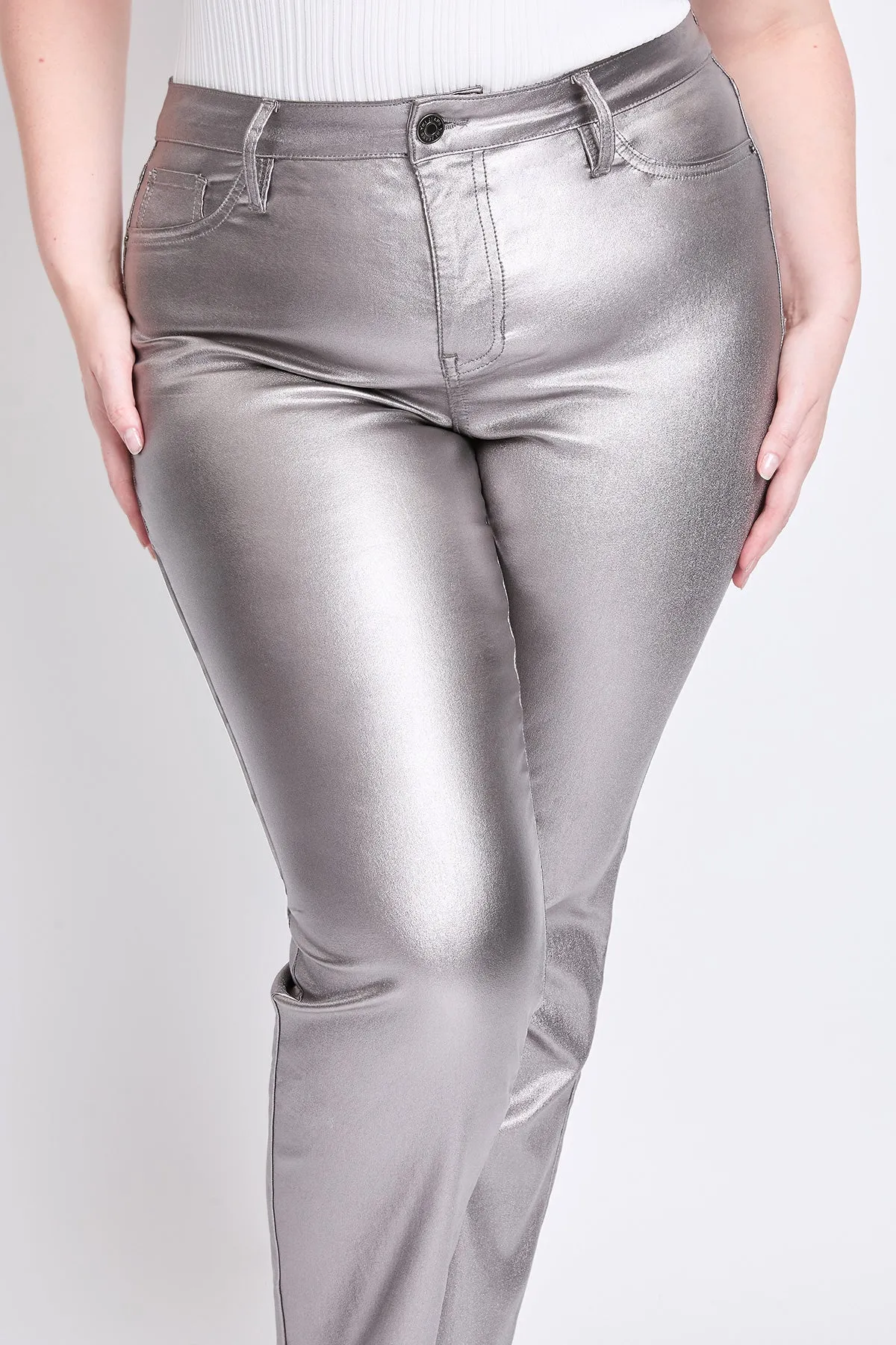 Smoke High Rise Straight Leg Metallic Pants