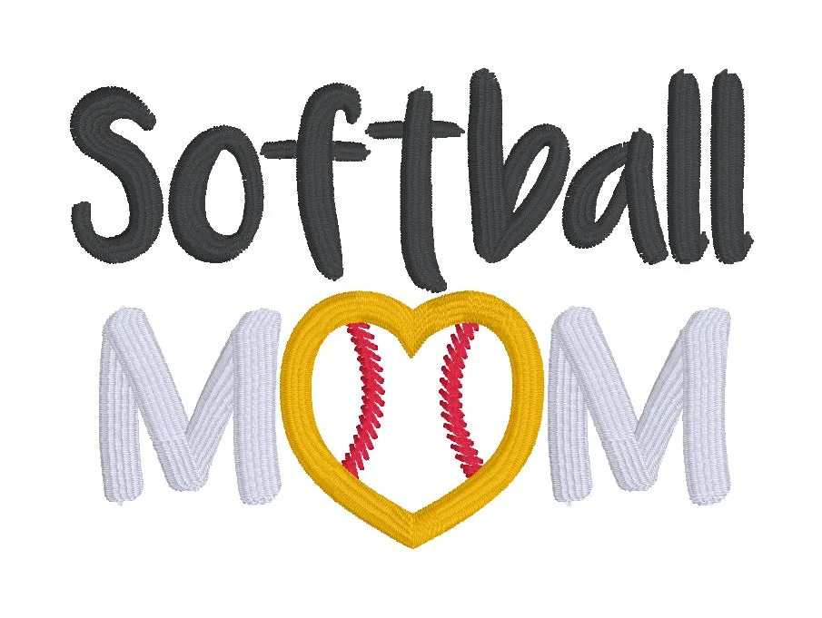 Softball Mom Applique machine embroidery design (5 sizes included) DIGITAL DOWNLOAD
