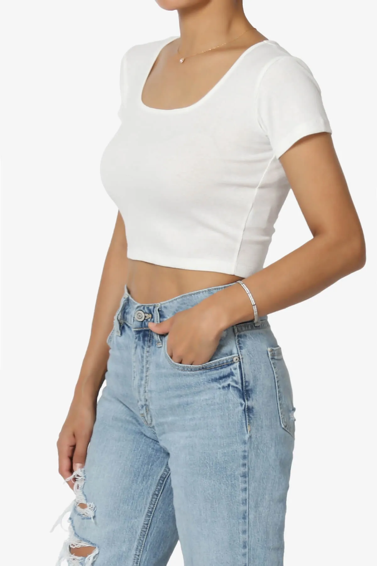 Solly Square Neck Short Sleeve Crop T-Shirt