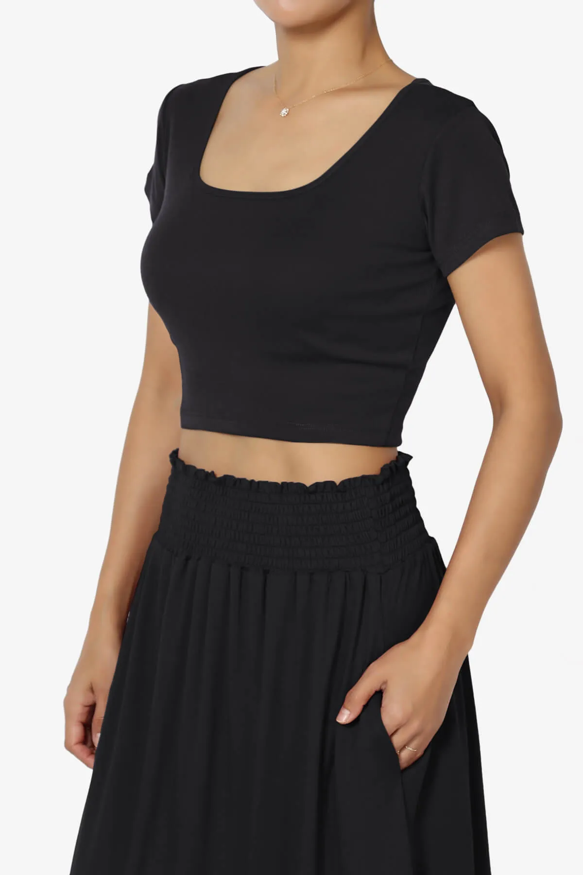 Solly Square Neck Short Sleeve Crop T-Shirt