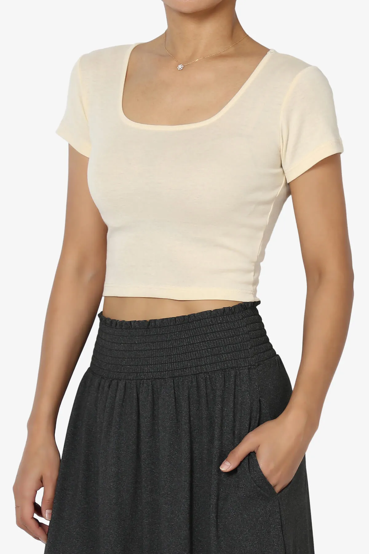 Solly Square Neck Short Sleeve Crop T-Shirt