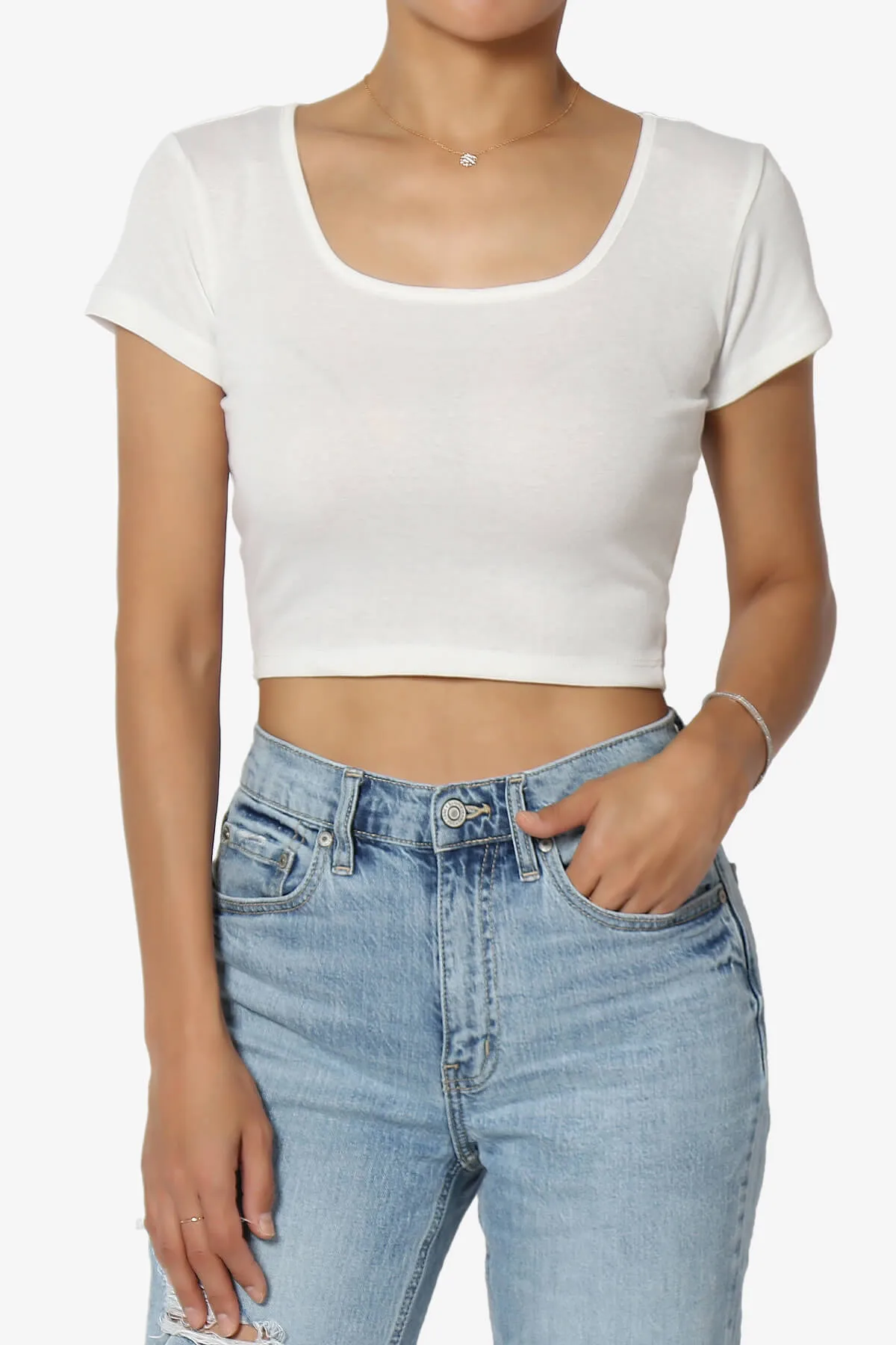 Solly Square Neck Short Sleeve Crop T-Shirt