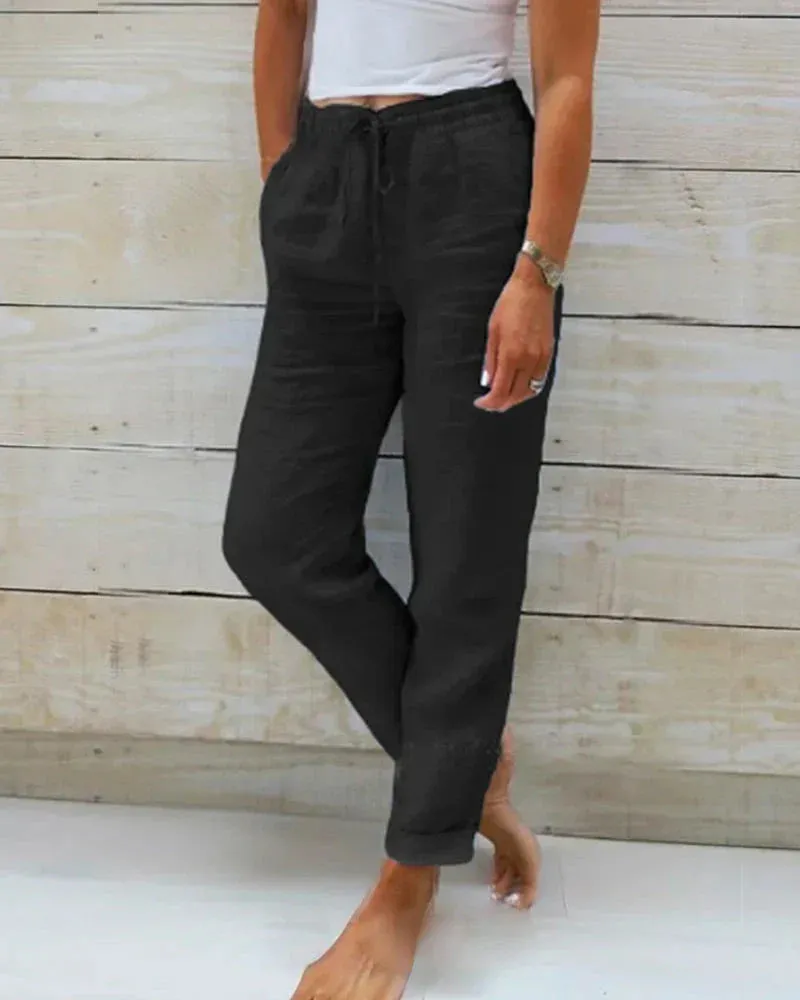Sophie | Linen Blend Stretch Pants