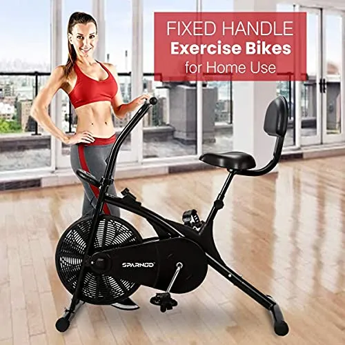 Sparnod Fitness SAB-03 Upright Air Bike Exercise Cycle for Home Gym - Adjustable Resistance, Height Adjustable Seat (Do It Yourself Installation)